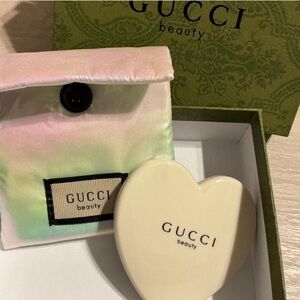 Gucci Beauty Heart Compact Mirror in Cream with Iridescent Pouch